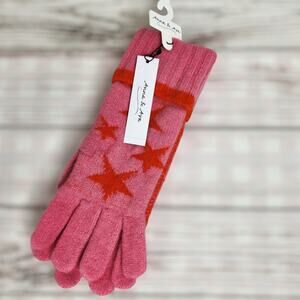 Anna & Ava Star Knit Traditional Five Finger Gloves One Size Cozy Winter
